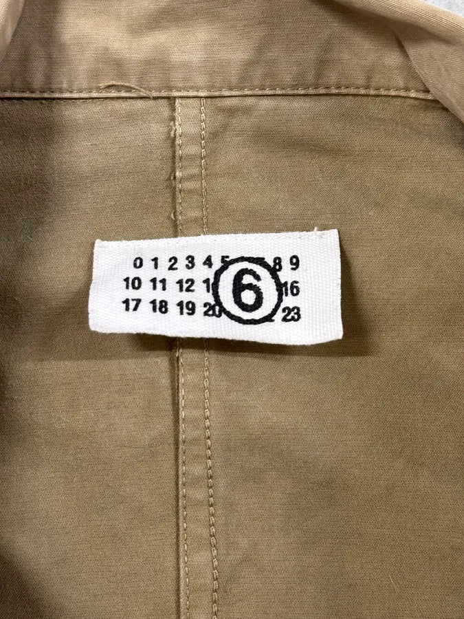 2000s Maison Margiela Green Beige Military Buttoned Jacket - Image 6