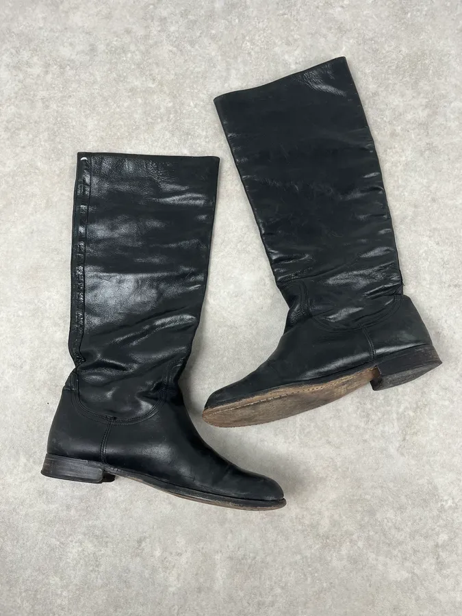 2000s Maison Martin Margiela Black Premium Leather Ankle Boots - Image 2