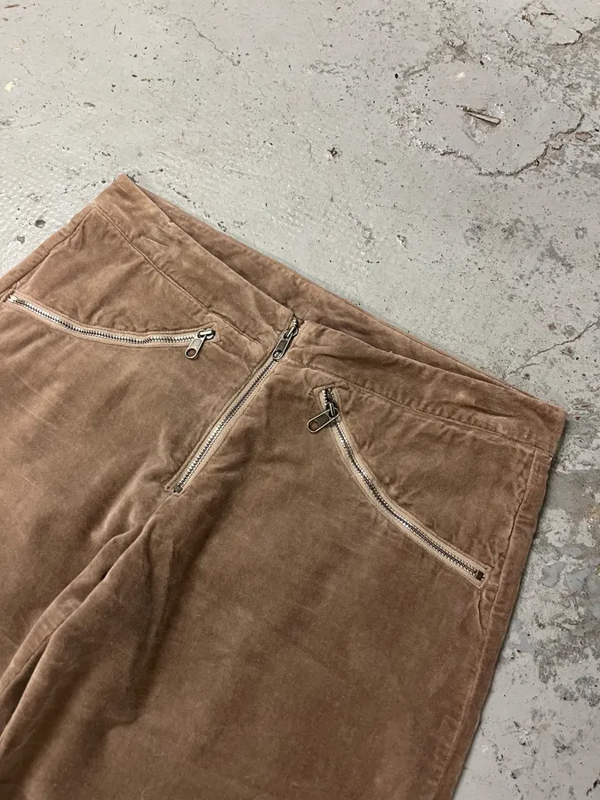 2000s Maison Martin Margiela MM6 Beige Velvet Pants - Image 6
