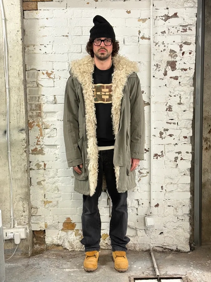 2000s Marc Jacobs Military Green Long Parka Fur Hooded Jacket - Image 2