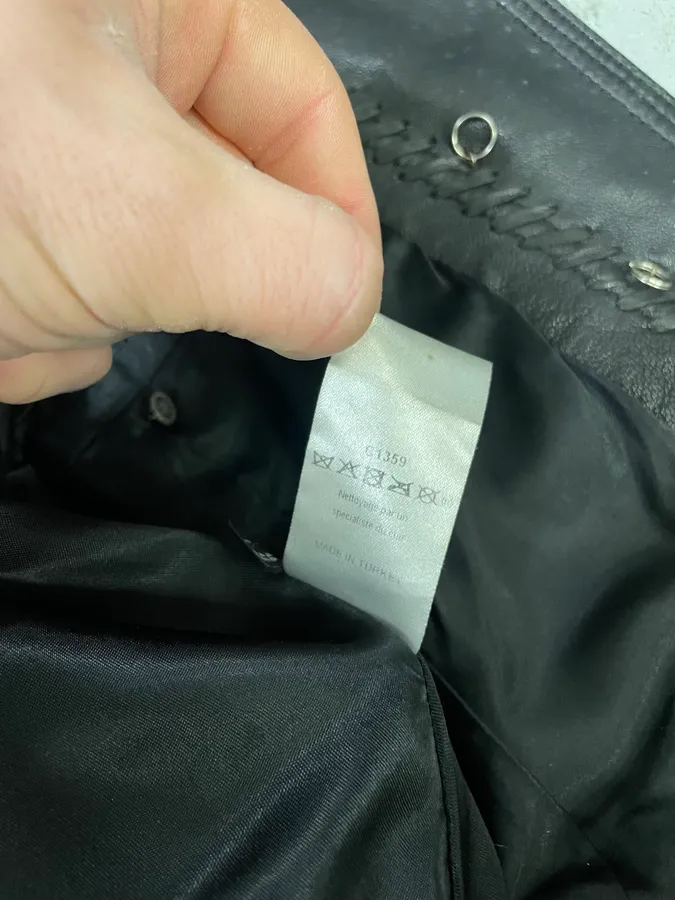 2000s Marithé + François Girbaud Black Shearling Buttoned Leather Jacket - Image 10