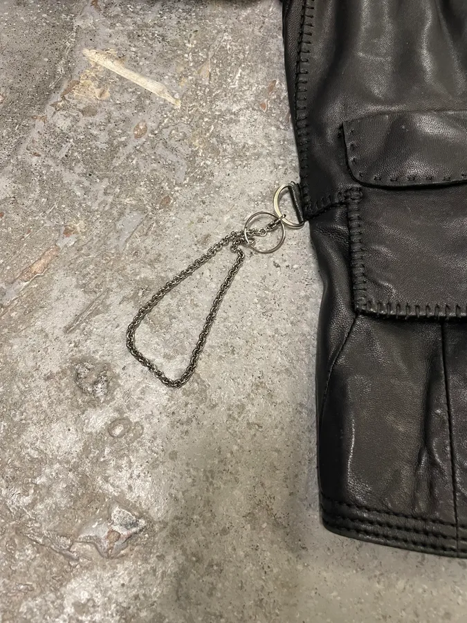 2000s Marithé + François Girbaud Black Shearling Buttoned Leather Jacket - Image 7