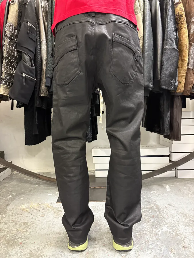 2000s Marithé + François Girbaud Black Waxed Dark Pants - Image 3