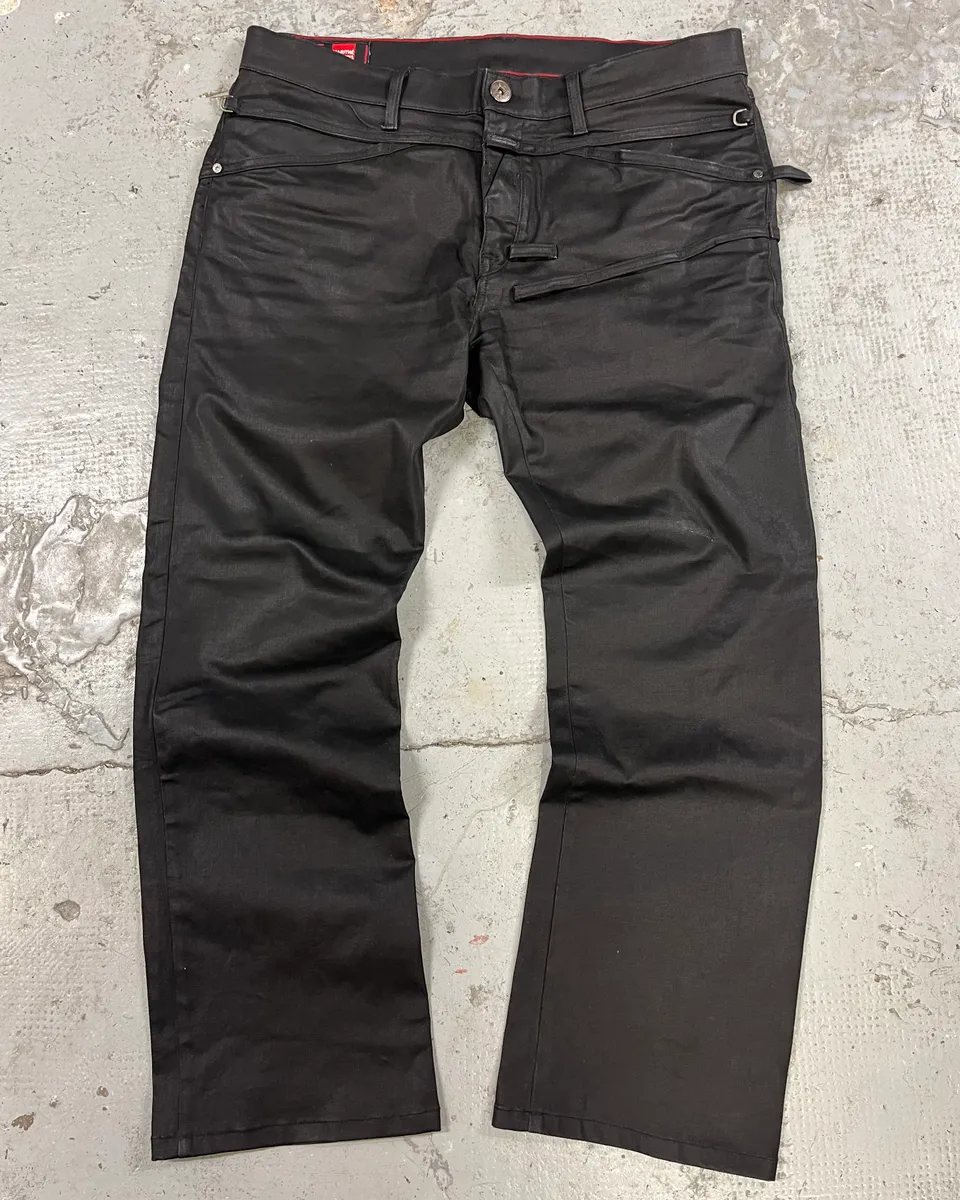 2000s Marithé + François Girbaud Black Waxed Dark Pants - Image 4