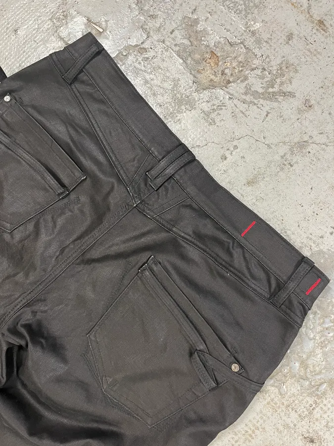 2000s Marithé + François Girbaud Black Waxed Dark Pants - Image 8