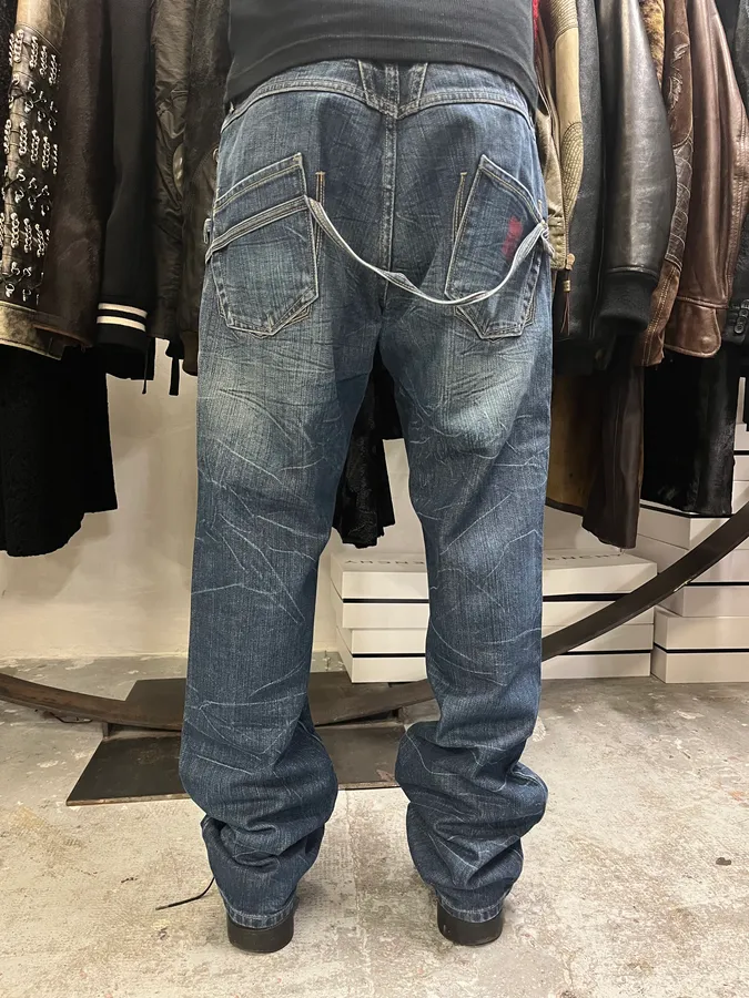 2000s Marithé + François Girbaud Blue Rebel Faded Denim Jeans - Image 2