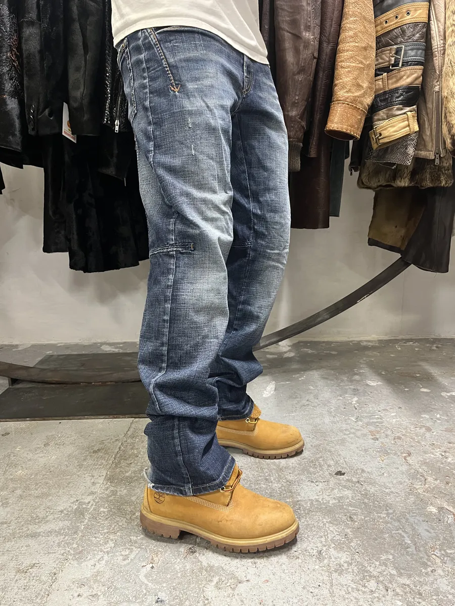 2000s Marithé + François Girbaud Blue Rebel Faded Denim Jeans - Image 4