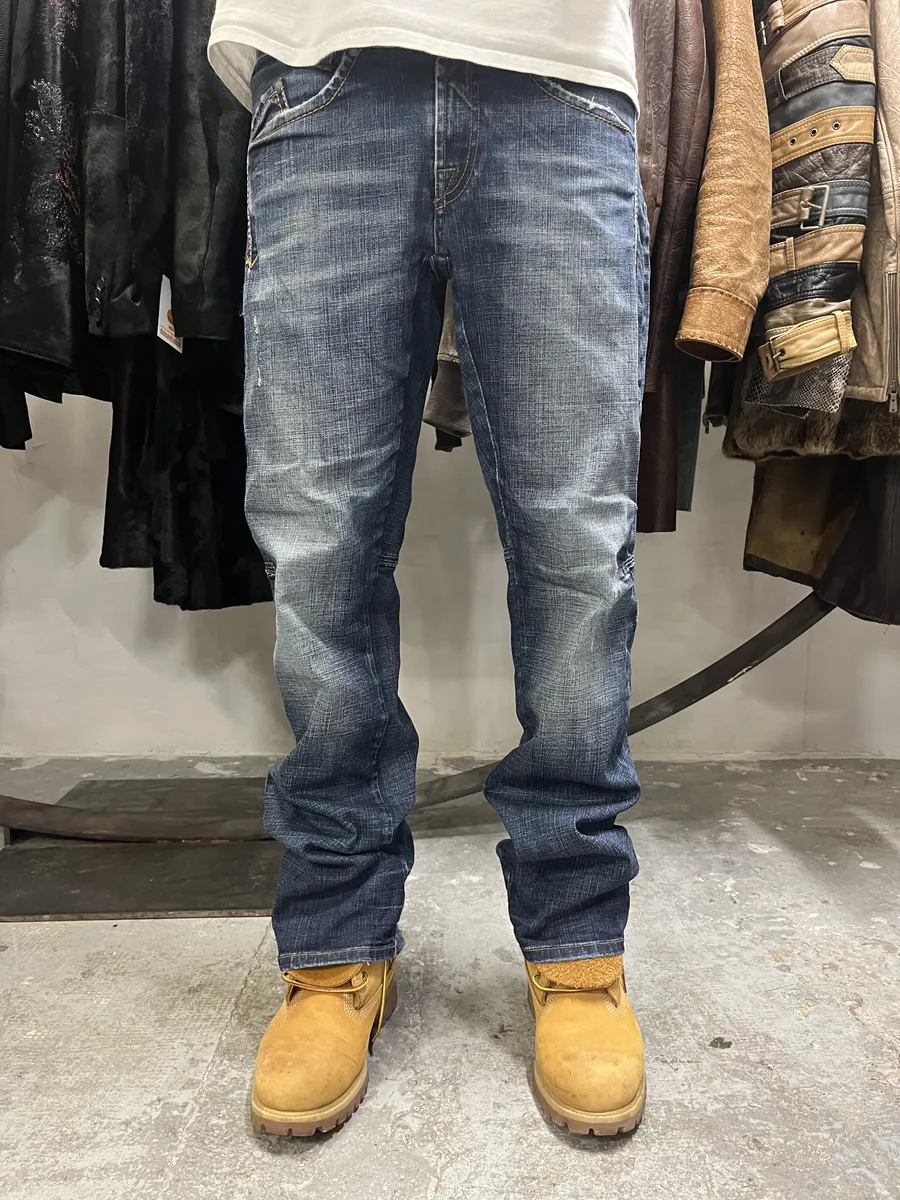 2000s Marithé + François Girbaud Blue Rebel Faded Denim Jeans - Image 5