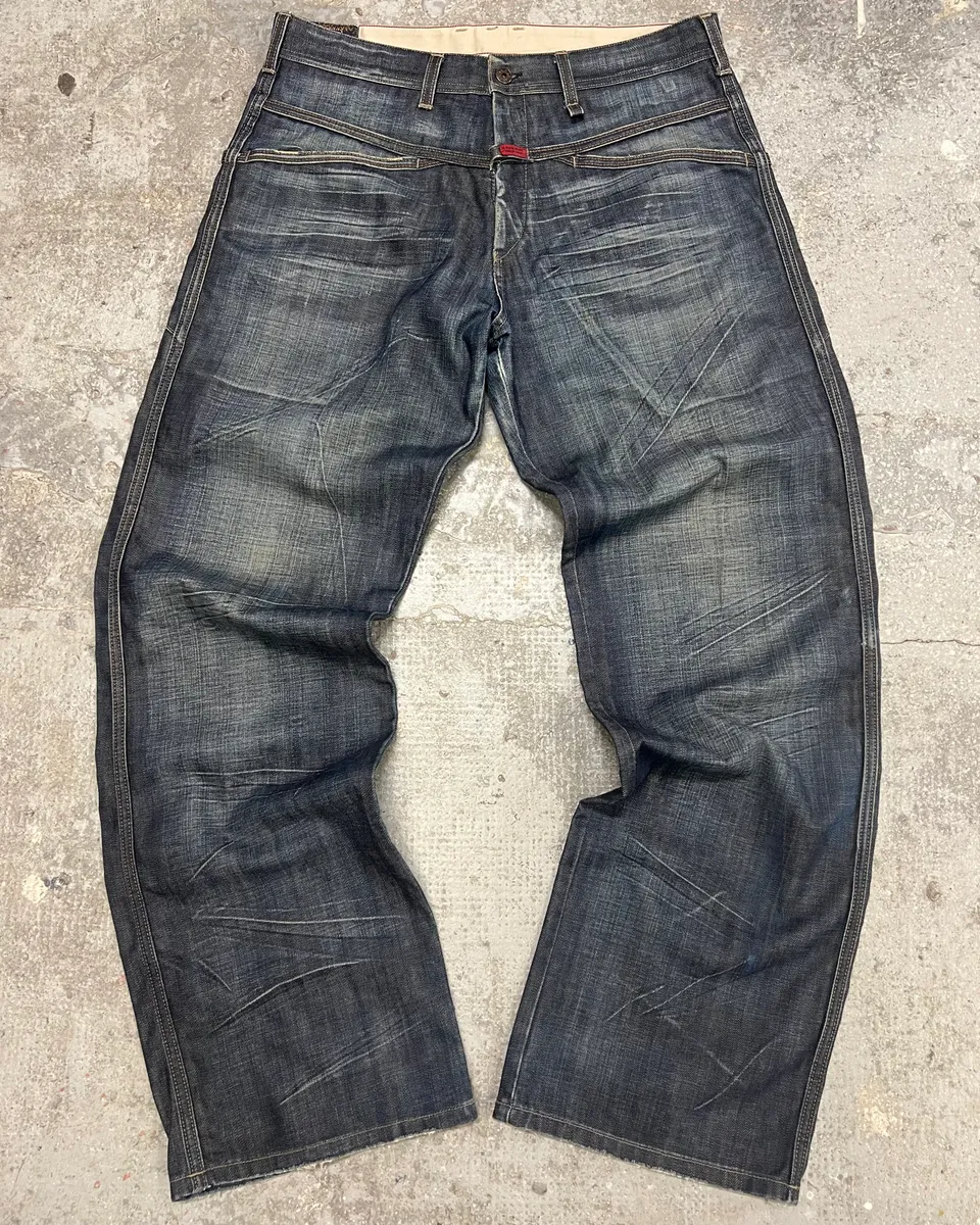 2000s Marithé + François Girbaud Blue Structured Denim Jeans - Image 10