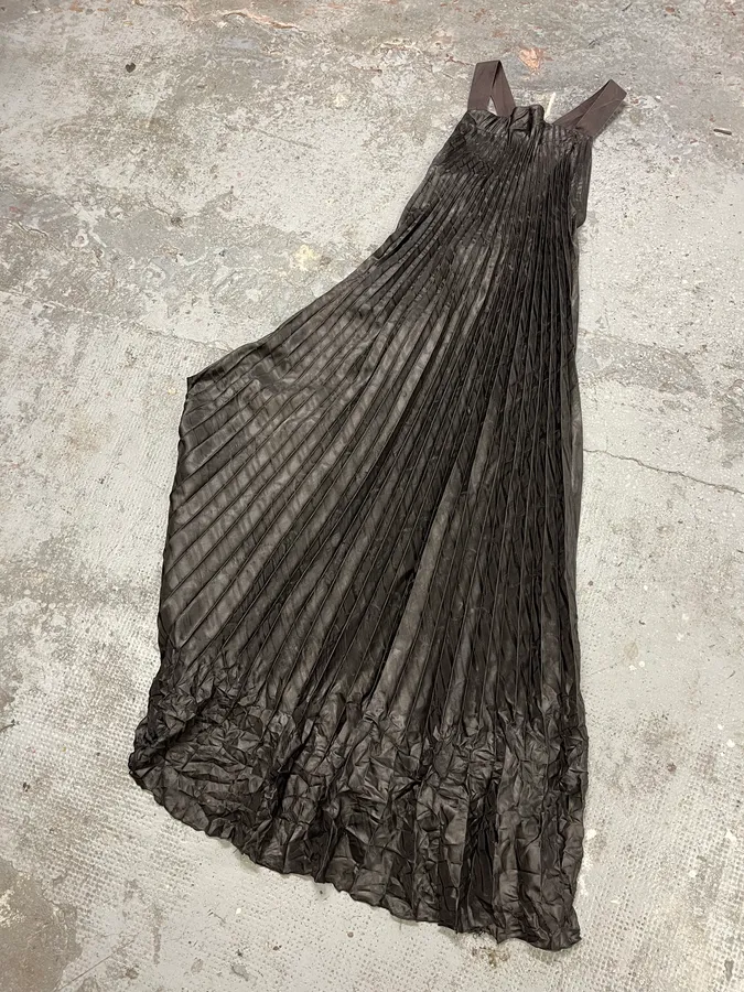 2000s Marithé + François Girbaud Bondage Pleats Black Dress - Image 3