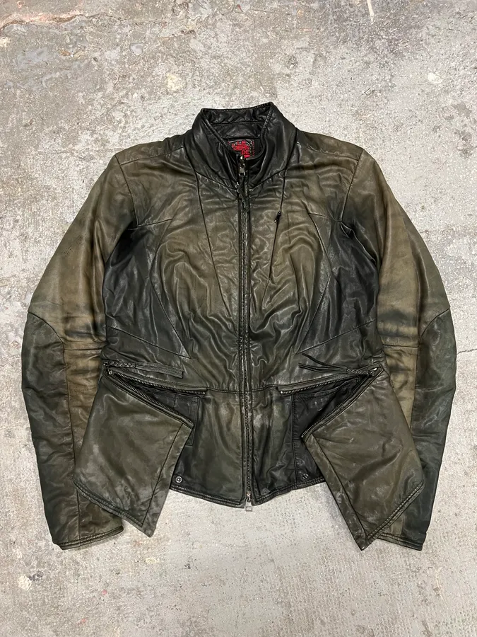 2000s Marithé + François Girbaud Grey Brut Leather Jacket - Image 3