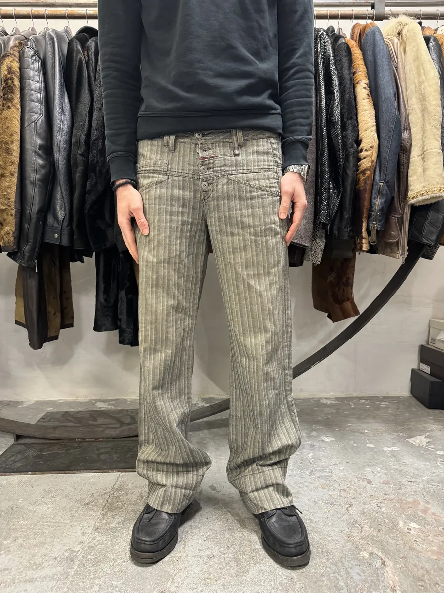 2000s Marithé + François Girbaud Stripped Grey Relaxed Pants