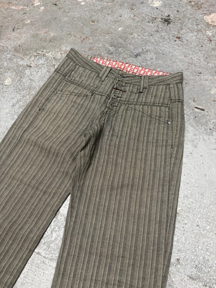 2000s Marithé + François Girbaud Stripped Grey Relaxed Pants - Image 8