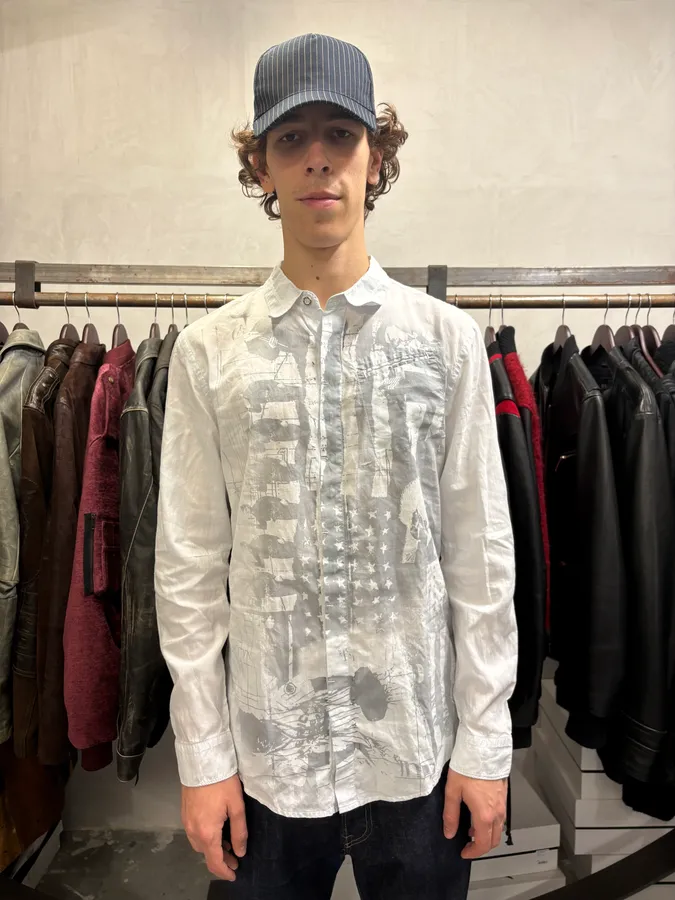 2000s Marithé + François Girbaud USA Print White Shirt - Image 2
