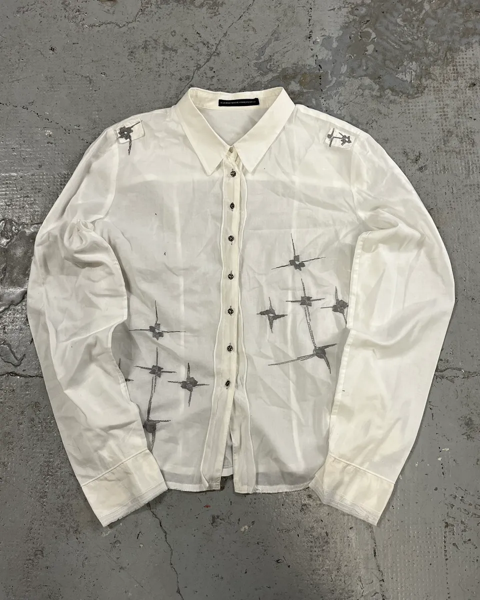 2000s Marithé + François Girbaud Abstract Stars White Shirt