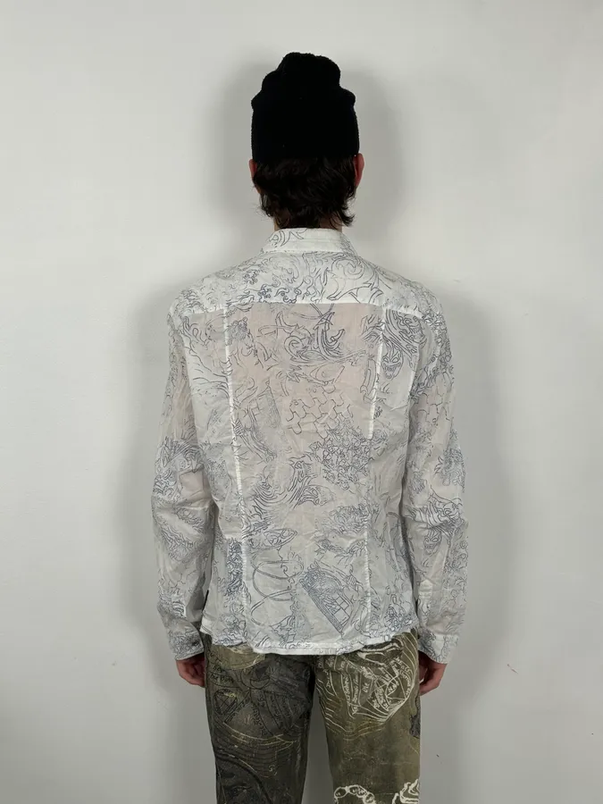 2000s Marithé + François Girbaud Aged Tattoo White Shirt - Image 3