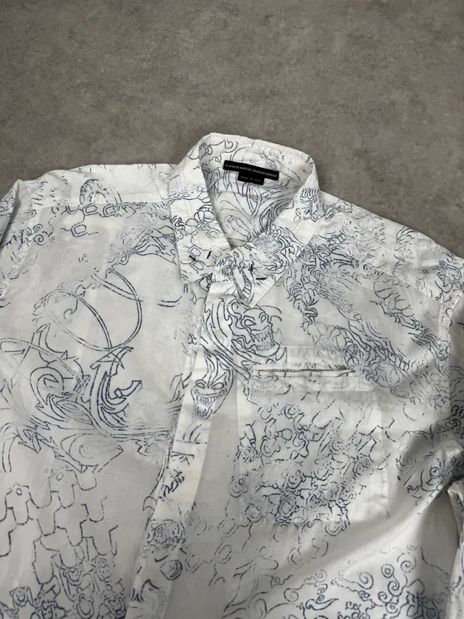 2000s Marithé + François Girbaud Aged Tattoo White Shirt - Image 5