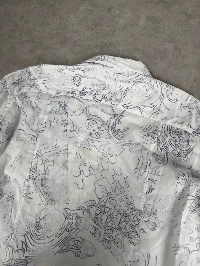 2000s Marithé + François Girbaud Aged Tattoo White Shirt - Image 6