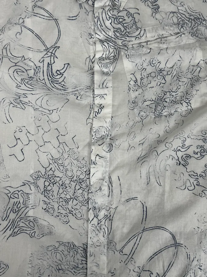 2000s Marithé + François Girbaud Aged Tattoo White Shirt - Image 9