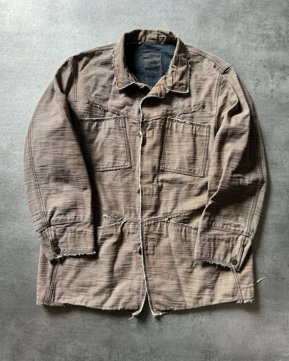 2000s Marithé + François Girbaud Archival Distressed Long Denim Jacket