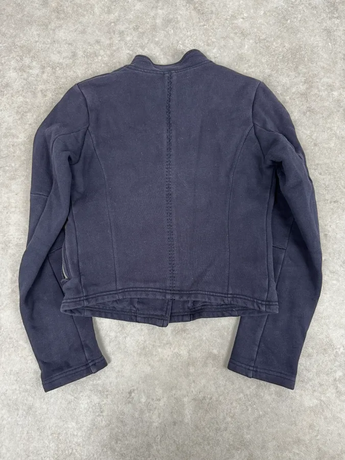 2000s Marithé + François Girbaud Asymmetrical Buttoned Navy Cardigan - Image 4