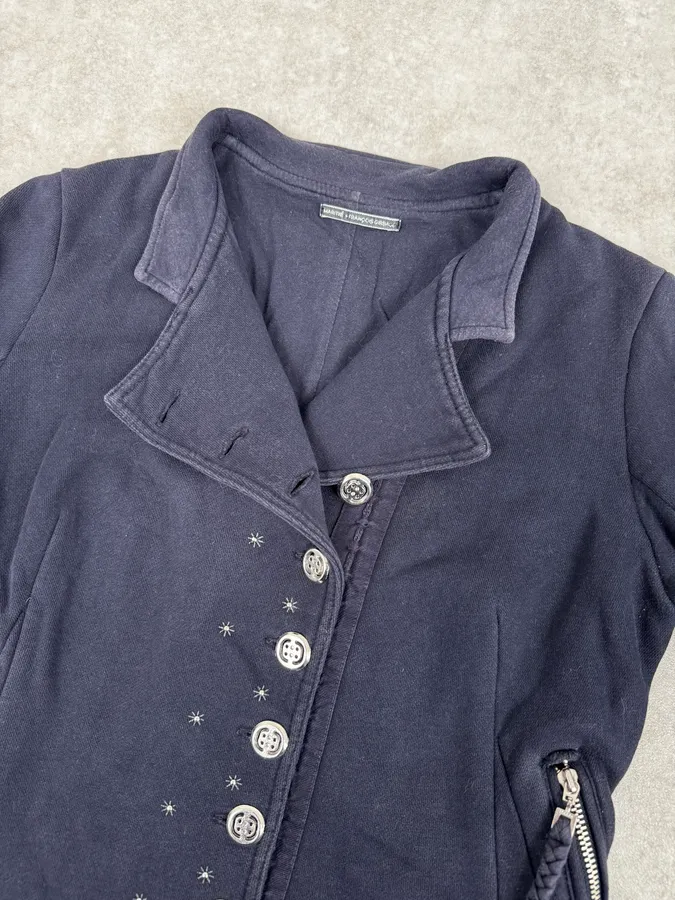 2000s Marithé + François Girbaud Asymmetrical Buttoned Navy Cardigan - Image 6