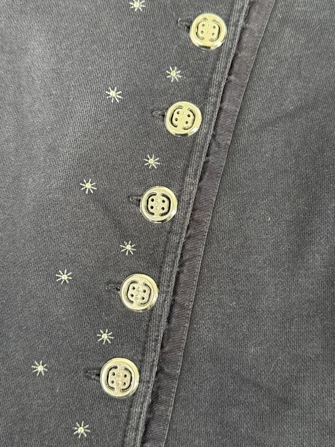 2000s Marithé + François Girbaud Asymmetrical Buttoned Navy Cardigan - Image 9