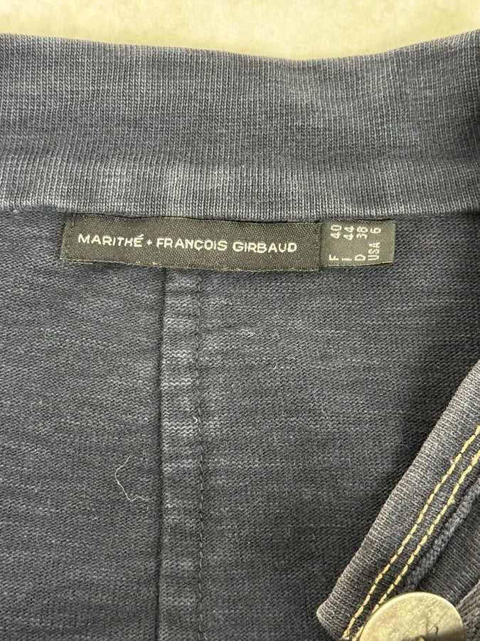 2000s Marithé + François Girbaud Asymmetrical Buttoned Navy Sweater - Image 10