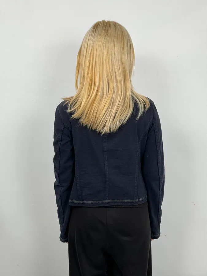 2000s Marithé + François Girbaud Asymmetrical Buttoned Navy Sweater - Image 3