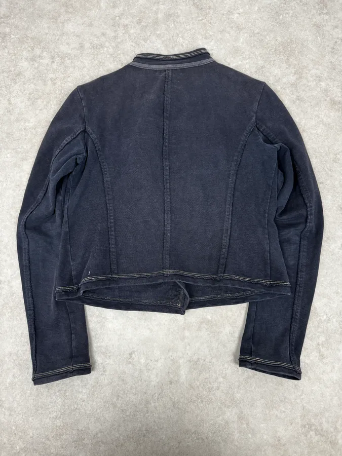 2000s Marithé + François Girbaud Asymmetrical Buttoned Navy Sweater - Image 4