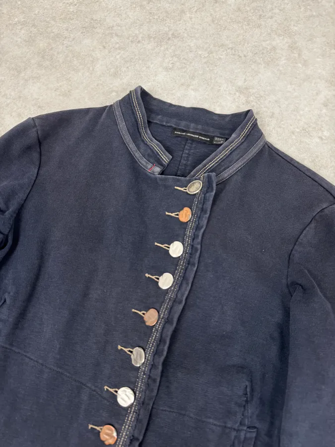 2000s Marithé + François Girbaud Asymmetrical Buttoned Navy Sweater - Image 5