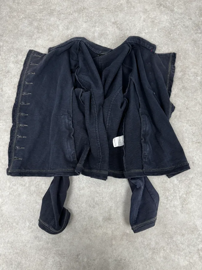 2000s Marithé + François Girbaud Asymmetrical Buttoned Navy Sweater - Image 7