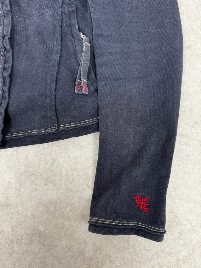 2000s Marithé + François Girbaud Asymmetrical Buttoned Navy Sweater - Image 8