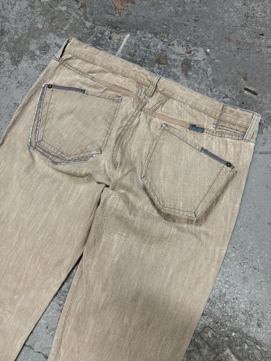 2000s Marithé + Francois Girbaud Beige Denim Jeans - Image 6