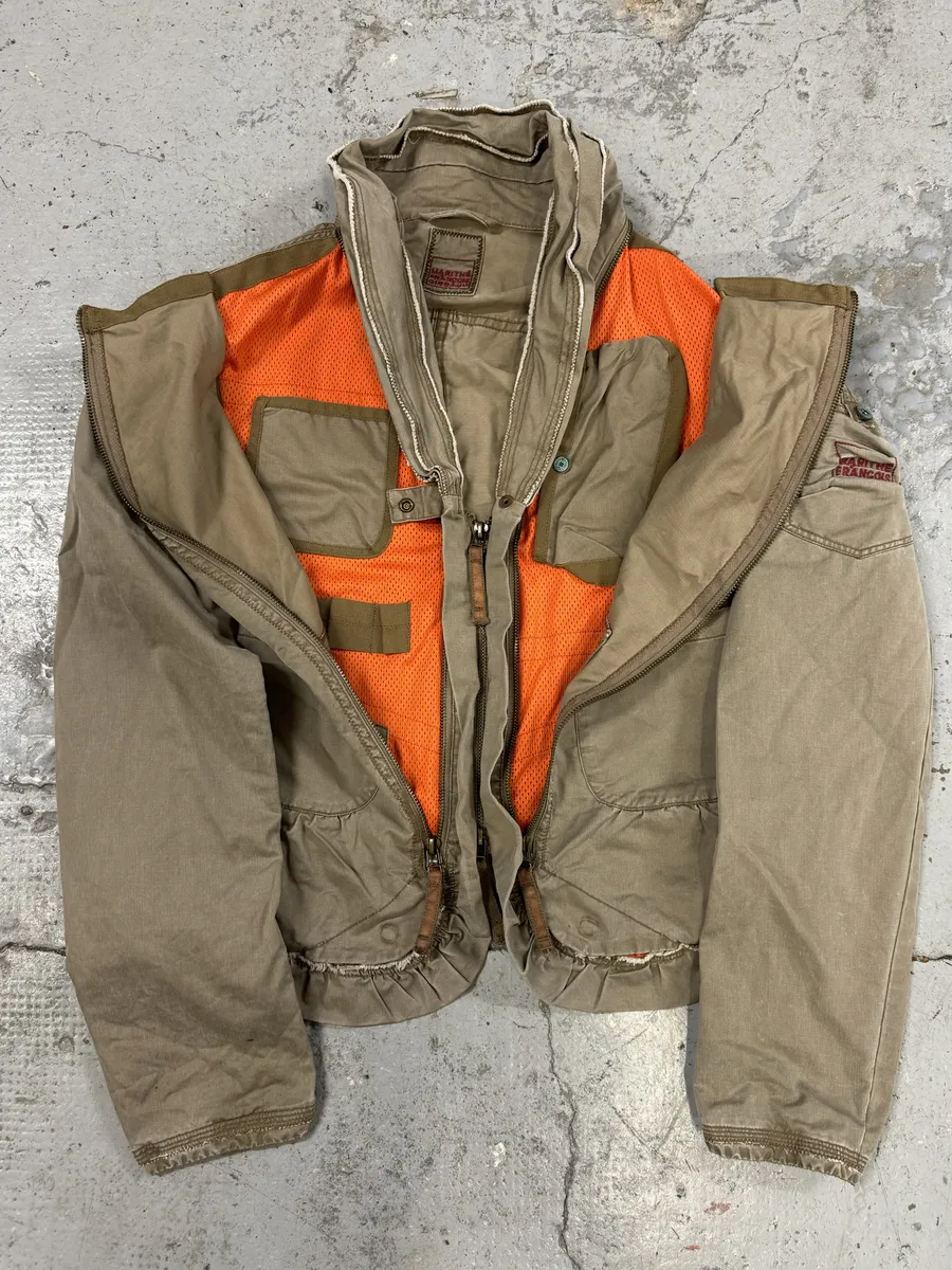 2000s Marithé + François Girbaud Beige & Orange Multi Pockets Utility Jacket