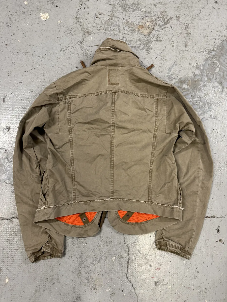 2000s Marithé + François Girbaud Beige & Orange Multi Pockets Utility Jacket - Image 5