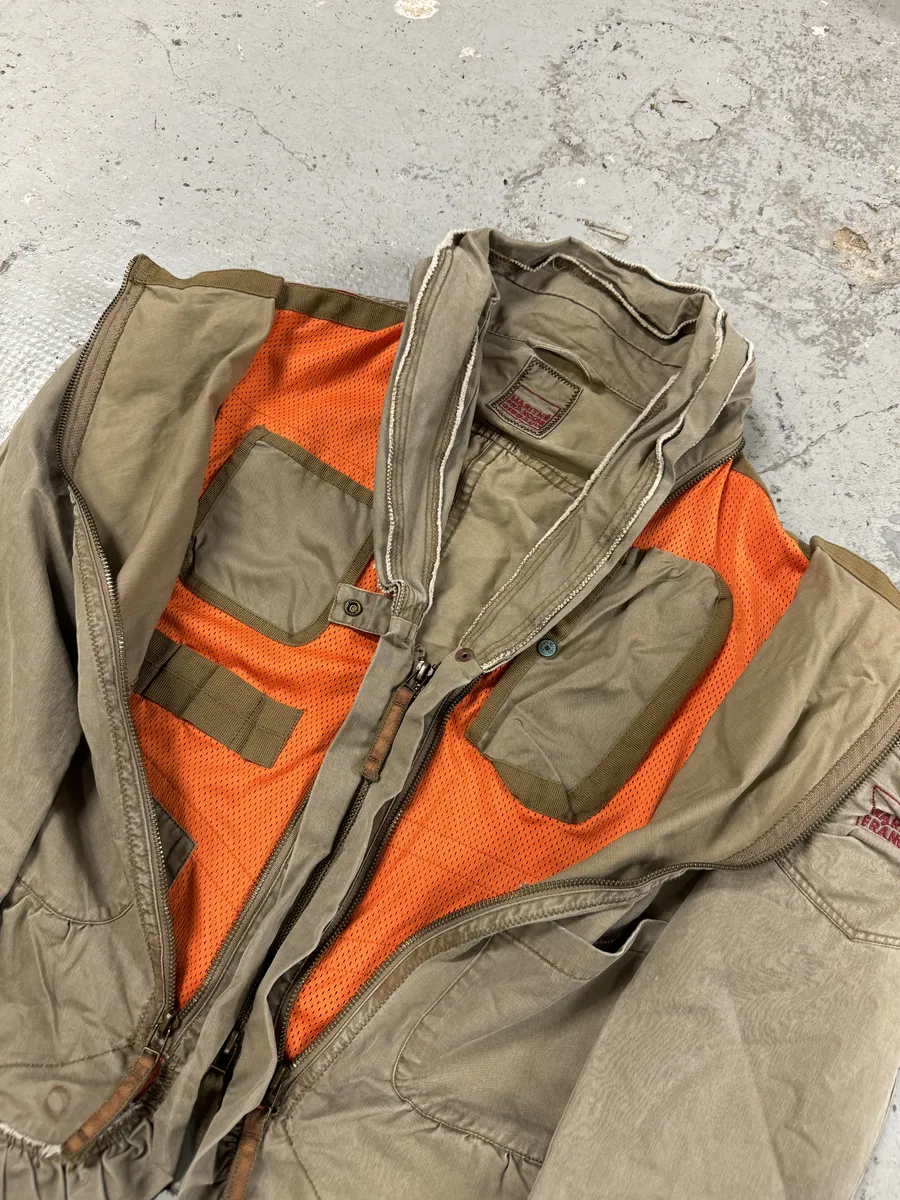2000s Marithé + François Girbaud Beige & Orange Multi Pockets Utility Jacket - Image 9
