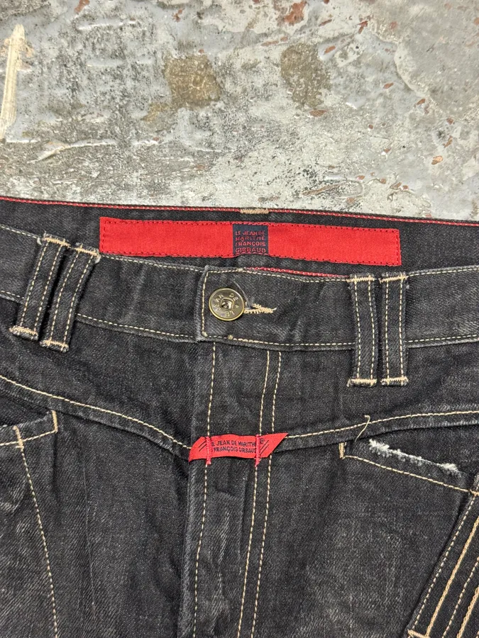 2000s Marithé + François Girbaud Black Avant-Garde Biker Denim Jeans - Image 10