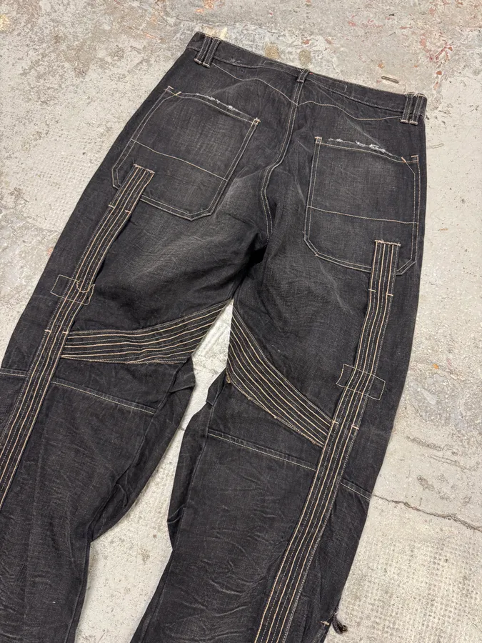 2000s Marithé + François Girbaud Black Avant-Garde Biker Denim Jeans - Image 8