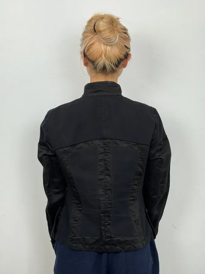 2000s Marithé + François Girbaud Black Irregular Red Buttoned Jacket - Image 3