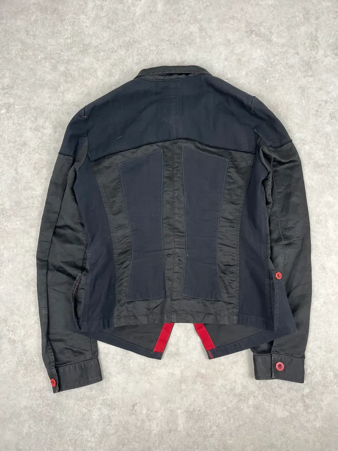 2000s Marithé + François Girbaud Black Irregular Red Buttoned Jacket - Image 5