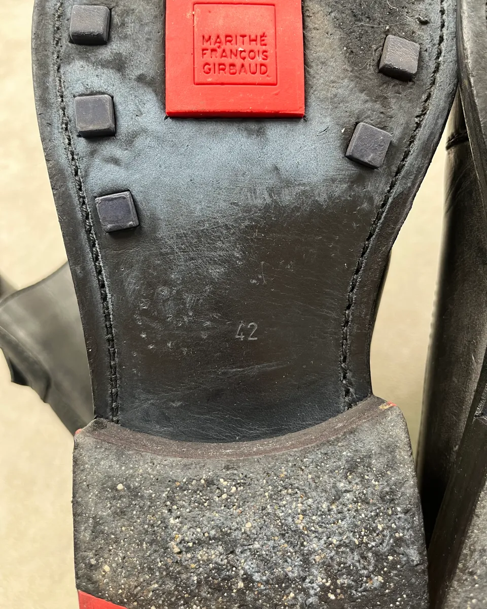 2000s Marithé + François Girbaud Black Leather Motorcycle Boots - Image 13