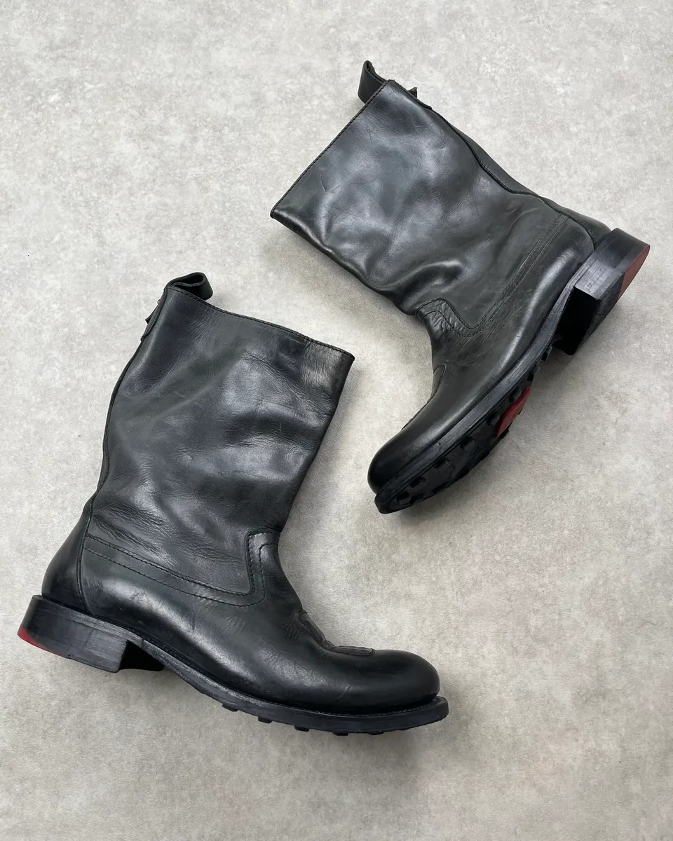2000s Marithé + François Girbaud Black Leather Motorcycle Boots - Image 5
