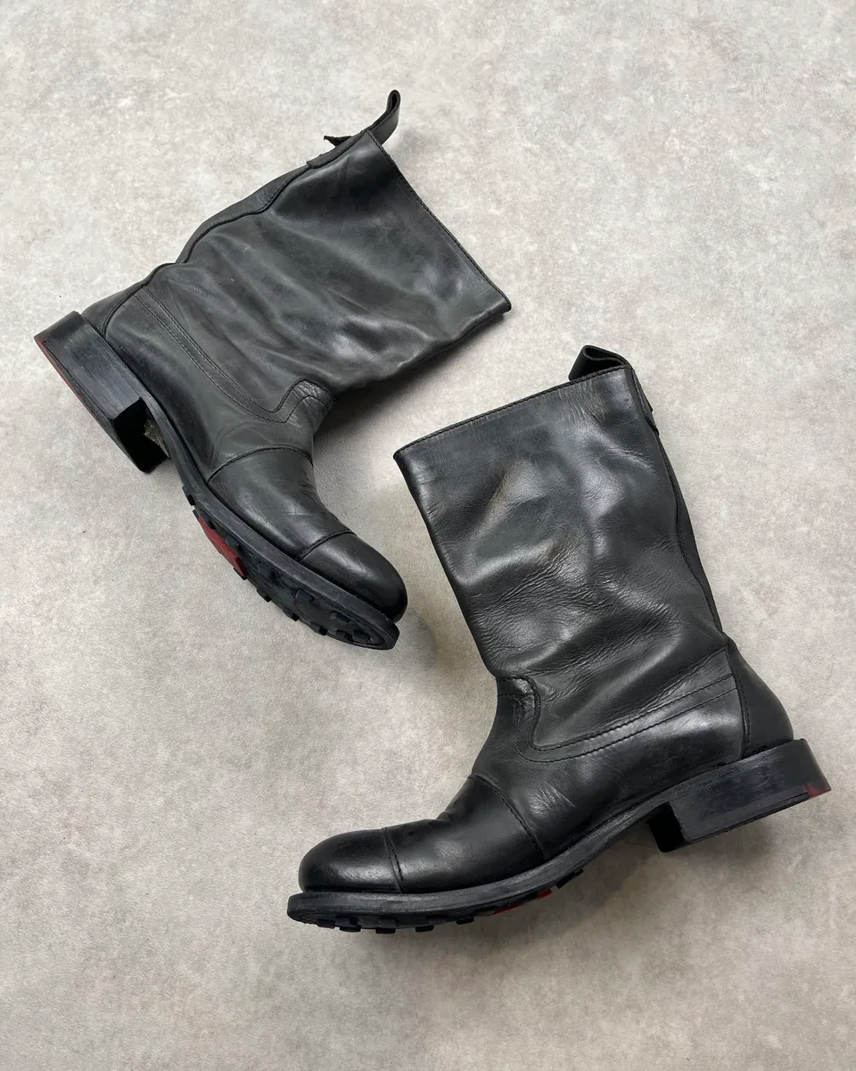 2000s Marithé + François Girbaud Black Leather Motorcycle Boots - Image 6