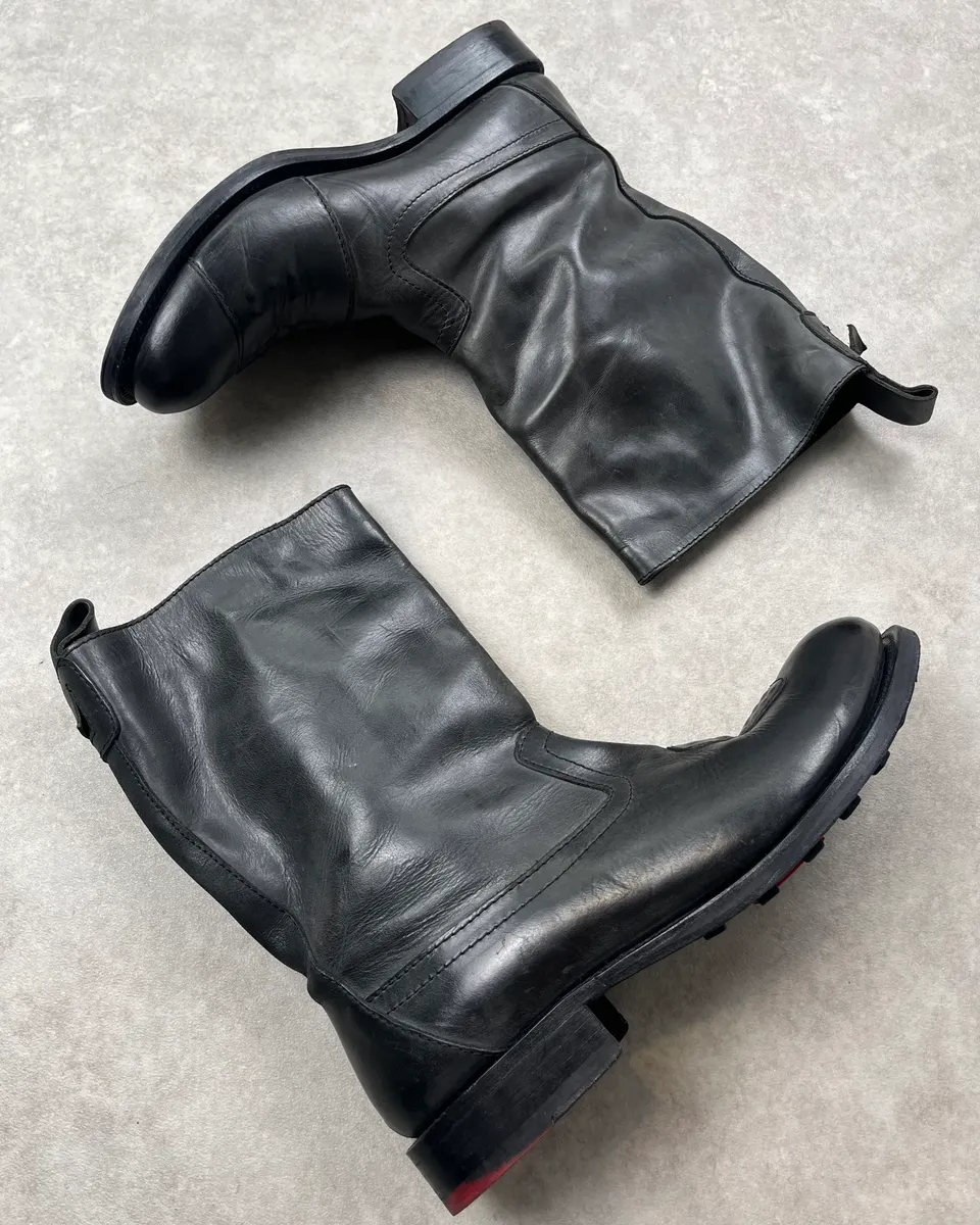 2000s Marithé + François Girbaud Black Leather Motorcycle Boots - Image 7