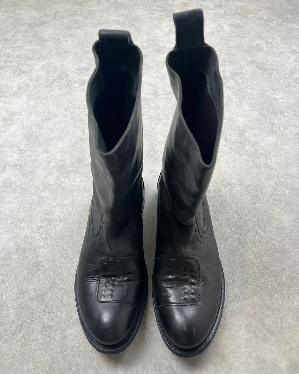 2000s Marithé + François Girbaud Black Leather Motorcycle Boots - Image 8