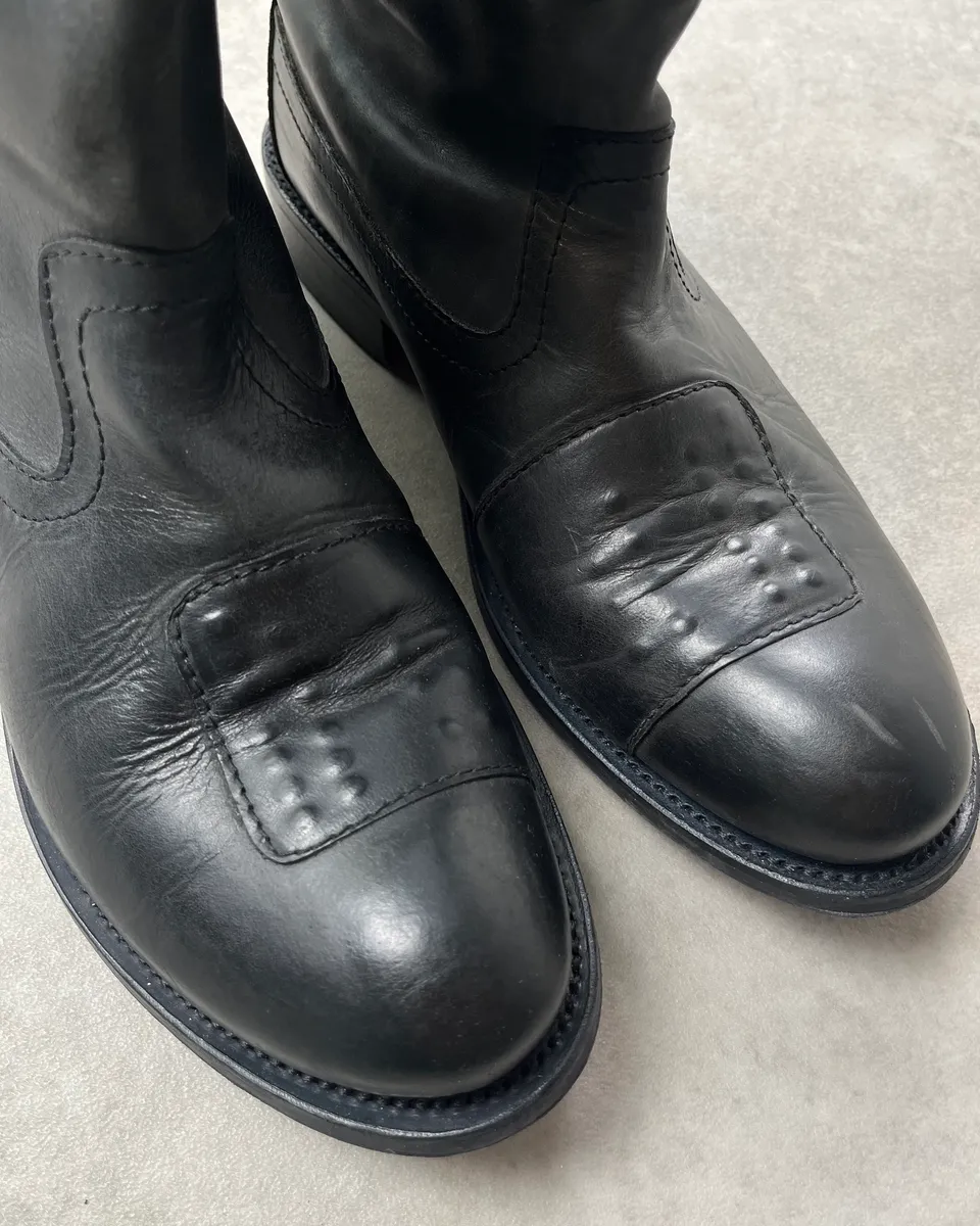 2000s Marithé + François Girbaud Black Leather Motorcycle Boots - Image 9