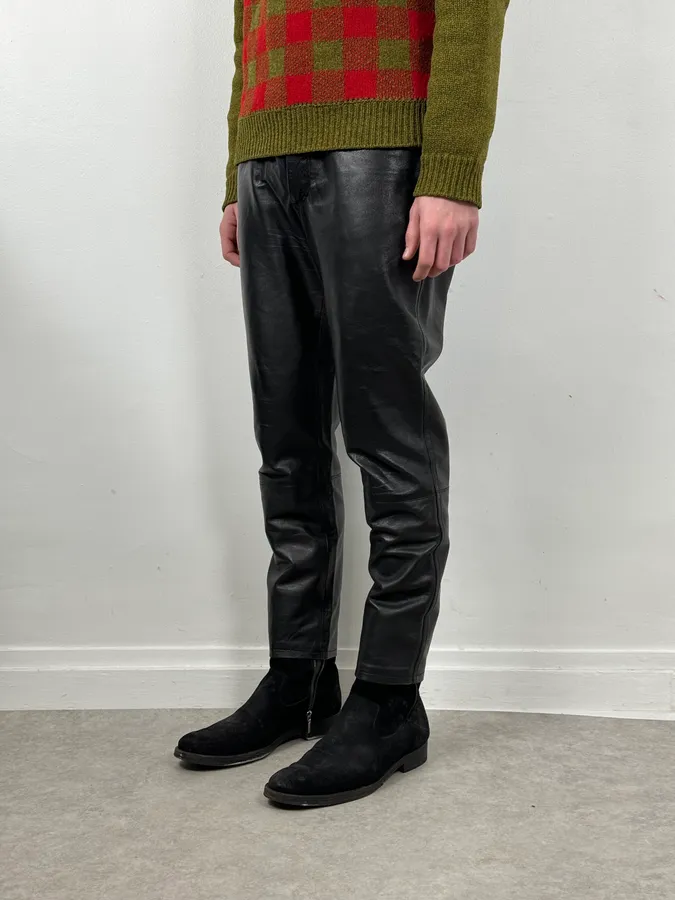 2000s Marithé + François Girbaud Black Leather Pants - Image 2