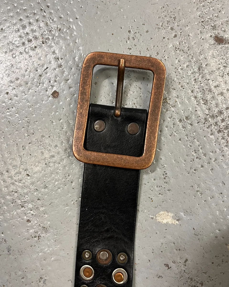2000s Marithé + François Girbaud Black Leather Studded Belt - Image 5