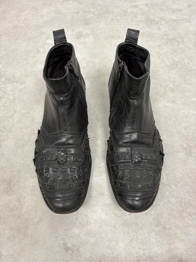 2000s Marithé + François Girbaud Black Ninja Leather Boots - Image 2